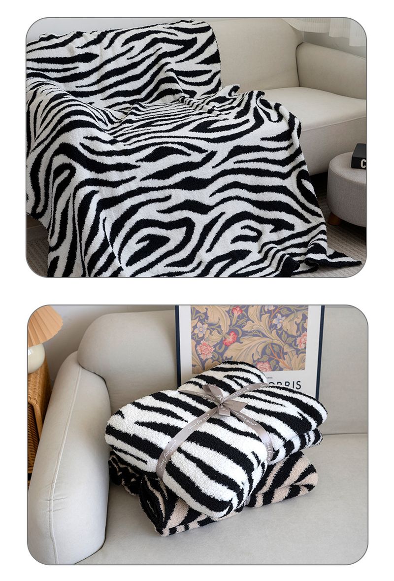 Zebra-Print Sofa Überwurf Halbsamt Büro Nickerchen Dekorative Decke_voghion.com