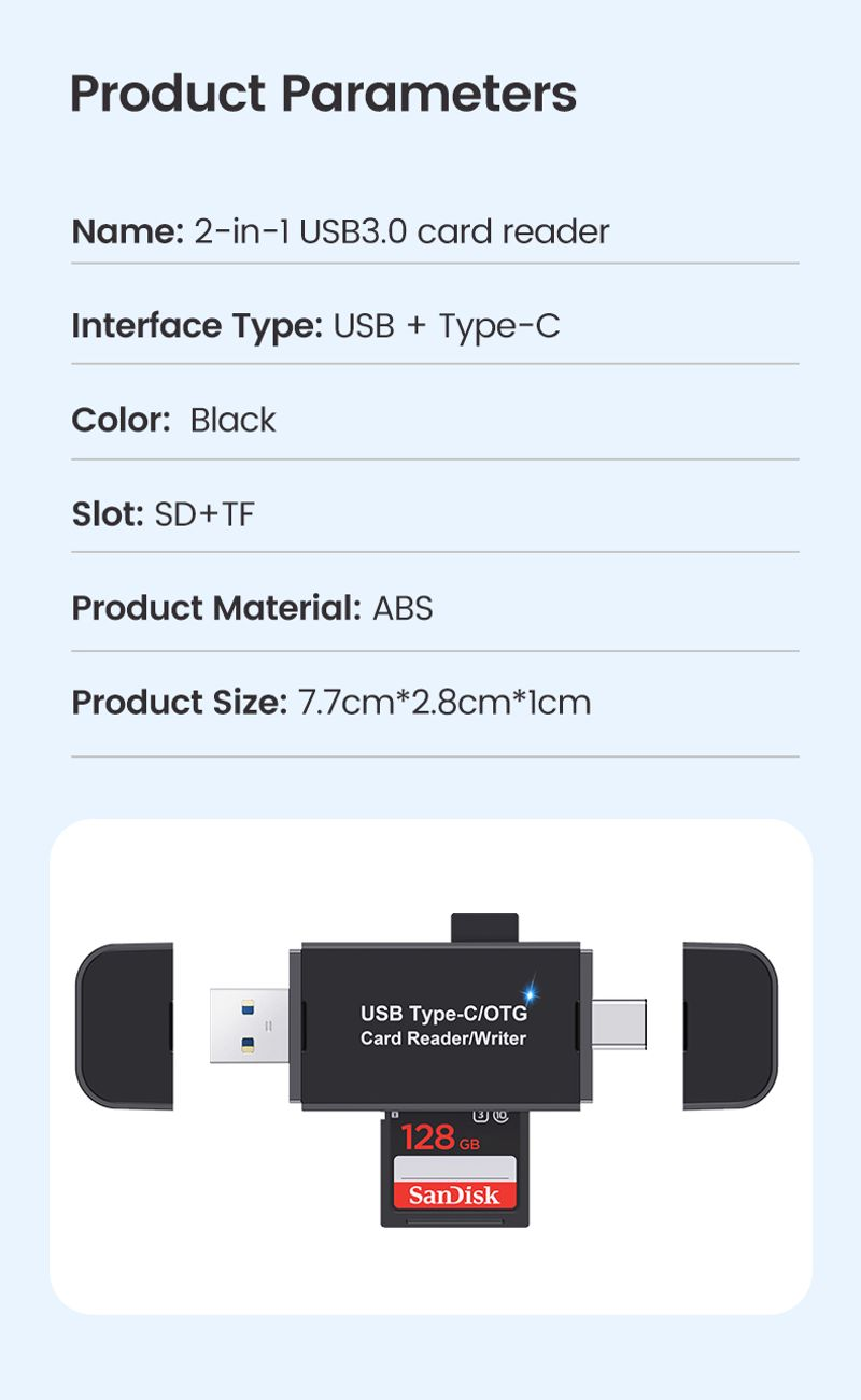 TF 2.0/3.0 - C típusú adapter PC-hez, laptopokhoz, USB, Micro SD, nagy sebességű, többfunkciós intelligens kártyához_voghion.com