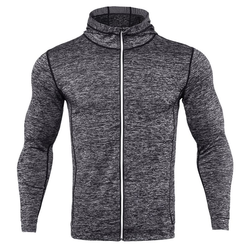 Men's Thermal Breathable Compression Top, Reflective Long Sleeve Workout Shirt With Quick-Dry Fabric_voghion.com