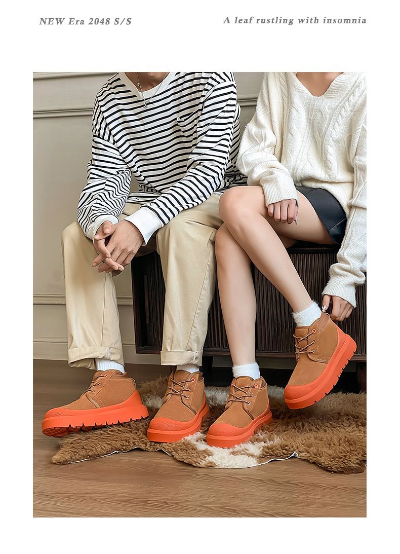 Unisex Winter Snow Boots With Thick Fur Lining & Platform Sole – Genuine Suede Leather Martin Boots For Men And Women_voghion.com
