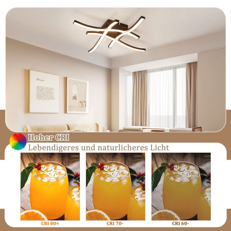 Glitzerlife Deckenlampe LED Deckenleuchte Schwarz - 24W Wohnzimmerlampe 3000K Warmweiß Modern Design Schlafzimmerlampe Metall Küchenlampe Für Flur Büro Esszimmer_voghion.com