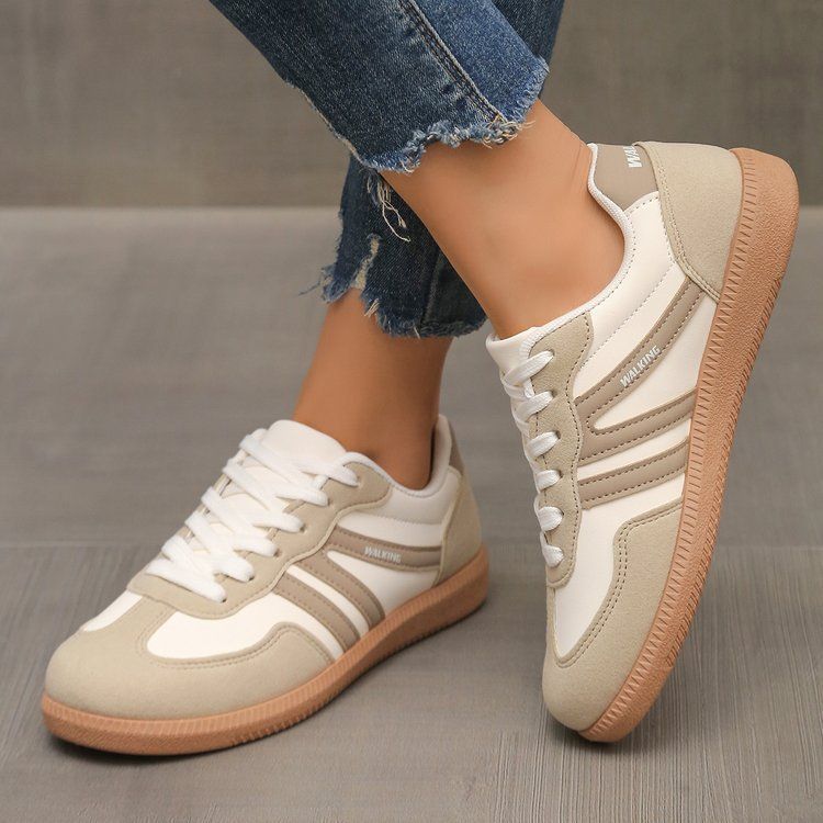 Cross-Border Women's Plus Size German Training Sneakers 2025 New European And American Retro Color Block Flat Single_voghion.com
