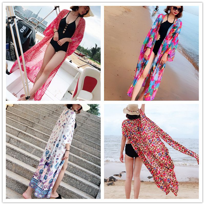 Robe de plage longue, cache-maillot, cardigan, coupe ajustée, vêtements de protection solaire, maillot de bain, chemisier, jupe portefeuille_voghion.com