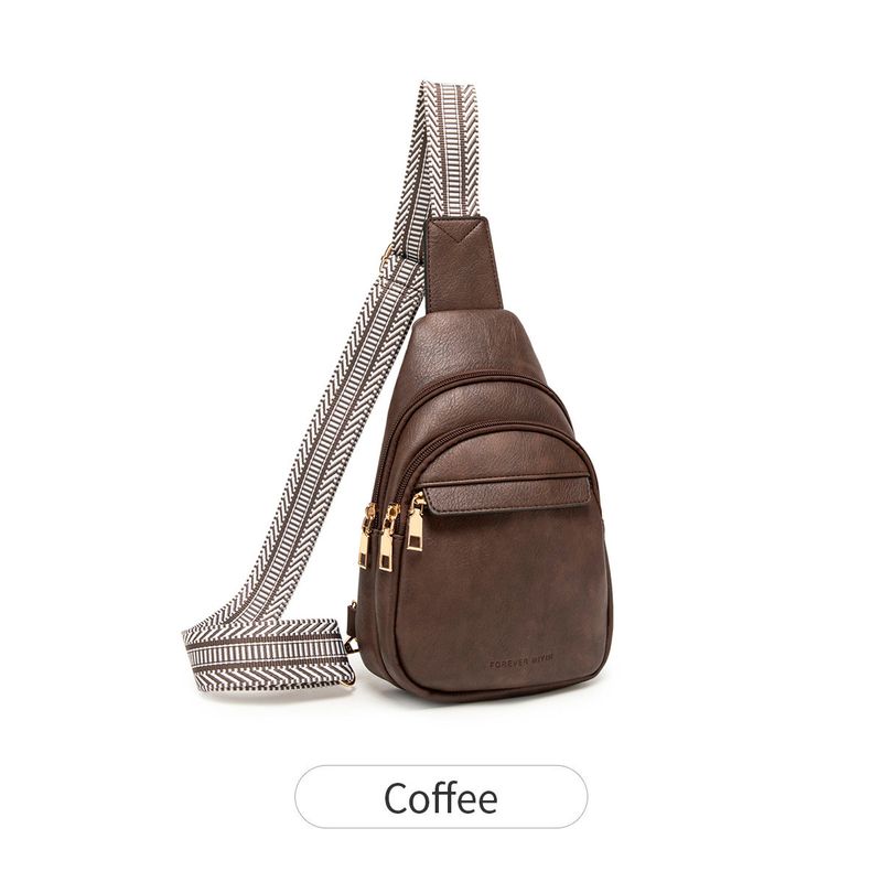 New Color-Block Wide Strap Women's Chest Fashionable Single Shoulder Soft Leather Crossbody Waist Bag_voghion.com