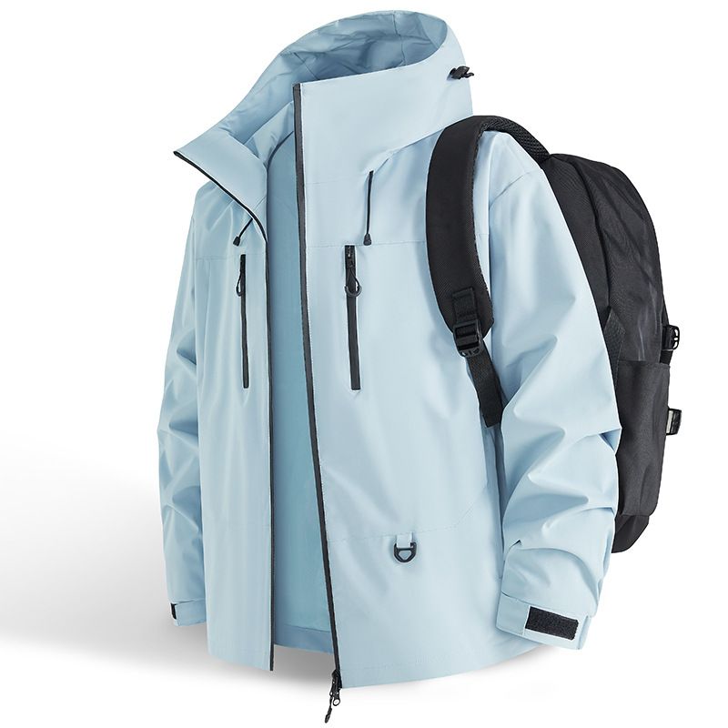 Unisex-Softshell-Paarjacke, wasserdicht, leicht, winddicht, Wandermantel mit abnehmbarer Kapuze für Outdoor-Abenteuer_voghion.com