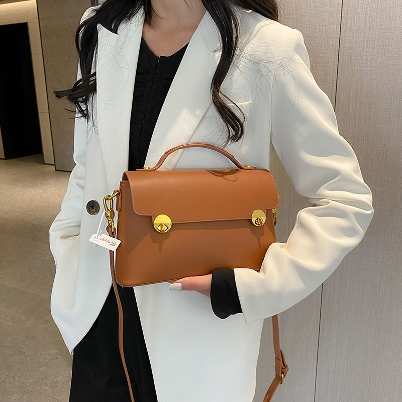 Borsa quadrata piccola a tracolla a doppio strato ascellare con texture moda nuova marea da donna portatile Senior Sense 2023_voghion.com