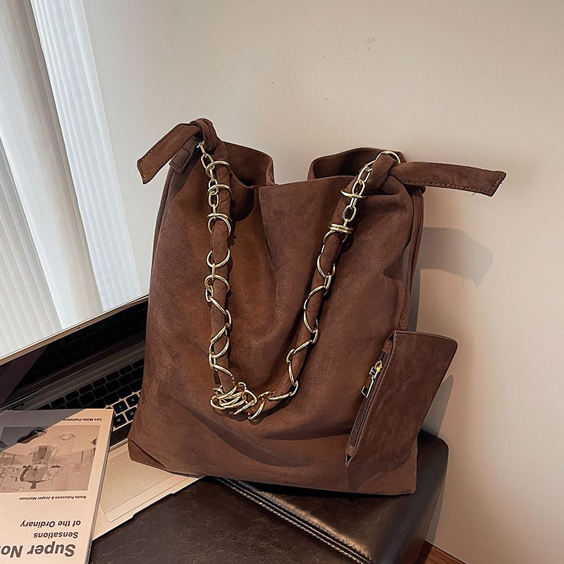 Borsa a tracolla casual in pelle scamosciata di grande capacità per le donne 2025, nuova borsa a tracolla da pendolare, secchiello_voghion.com