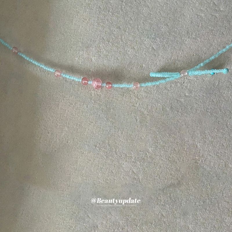 Strik rijstkralen ketting strandvakantie stijl frisse zoete sleutelbeen ketting niche high-end zintuiglijke sieraden_voghion.com