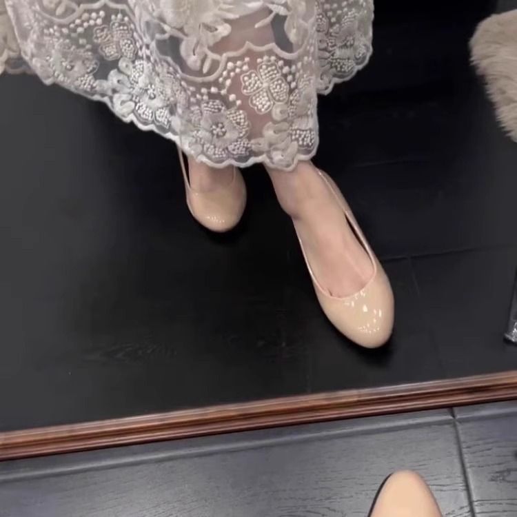 Sheepskin Version ~ Small Stature Increase 5Cm Shallow Commuting Single For Women Slip-On Versatile Matching With Skirts_voghion.com