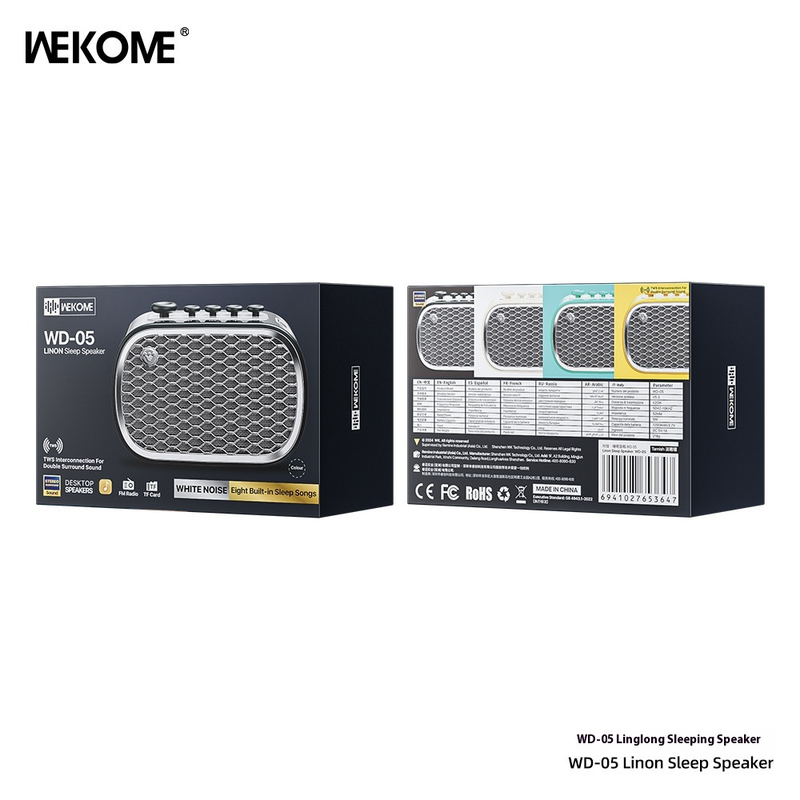 WD-05 Sleep Sound Machine & Bluetooth Speaker, Portable Dual Pairing, 8 Soothing Sounds, FM Radio, Timer, TF Card, Free Earbuds_voghion.com