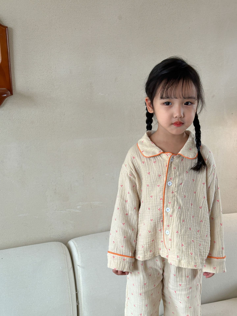 Pijamas para niños, conjunto de manga larga de gasa de algodón para primavera y otoño para niñas y niños, ropa para el hogar_voghion.com