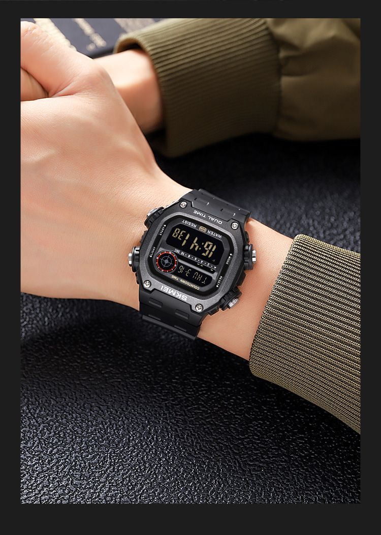 Digitale Sport- und Militäruhren für Damen und Herren, modisch, wasserdicht bis 5 Bar, Stoppuhr, Wecker, Hintergrundbeleuchtung, Countdown-Funktion_voghion.com