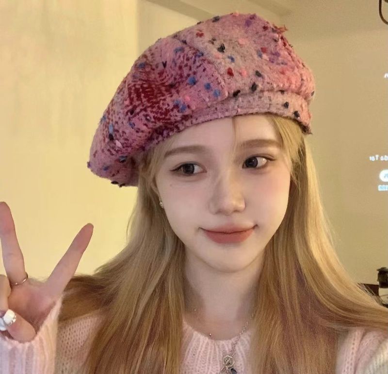 Koreanische Instagram Rot Rosa Weihnachten Baskenmütze Frauen Herbst und Winter Stil Zeigen Gesicht Kleine Maler Achteckigen Hut_voghion.com