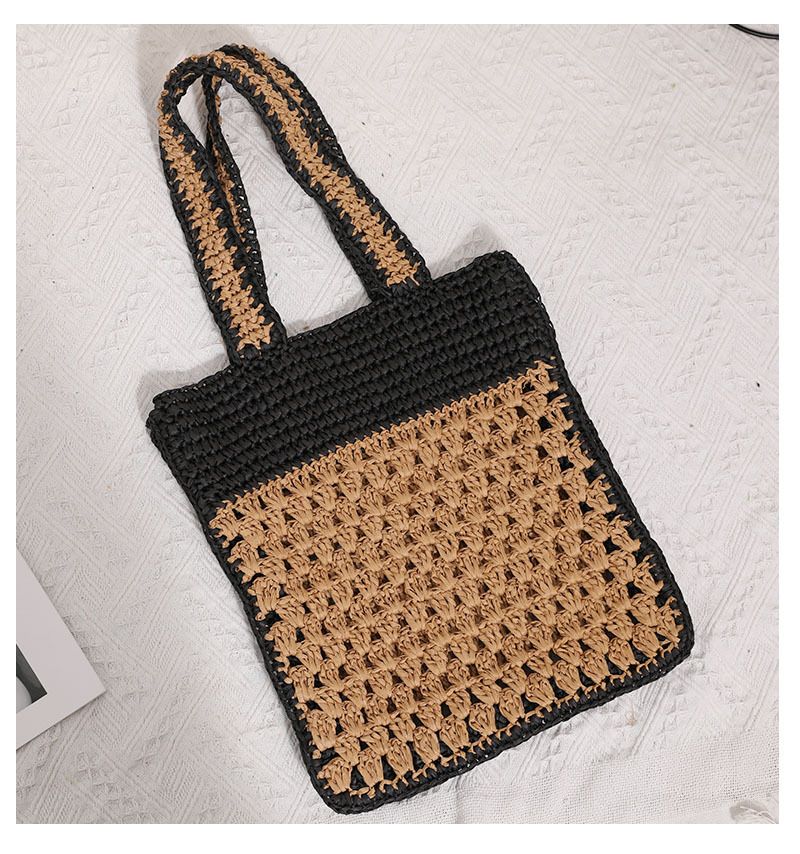 Borsa a tracolla in paglia francese cava, nuovo stile, borsa intrecciata a mano, borsa da spiaggia in stile festivo, borsa da donna versatile_voghion.com