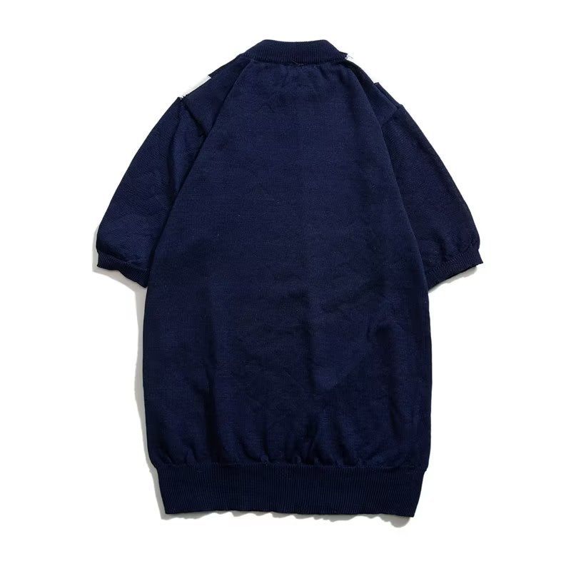 Men's Clothing Fashion New Striped Ice Silk Short Sleeved T Shirt Casual Simple Slim Style Men's Tops Trendy Knitted Sweater_voghion.com