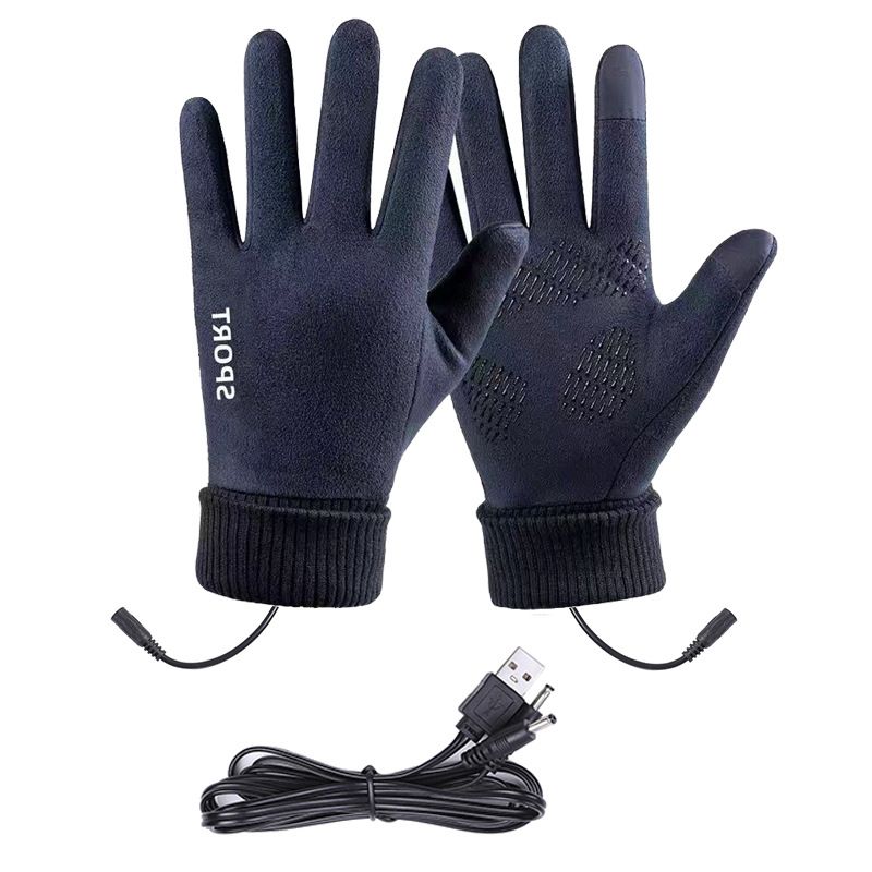 Guanti riscaldati USB con touchscreen per uomo - Guanti invernali caldi foderati in pile antivento con controllo della temperatura regolabile_voghion.com