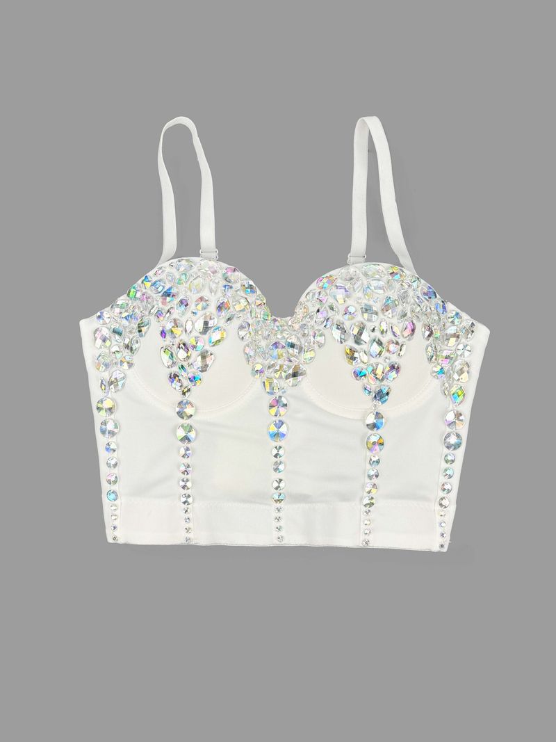 Colorful diamond acrylic, halter top, outer fishbone corset_voghion.com