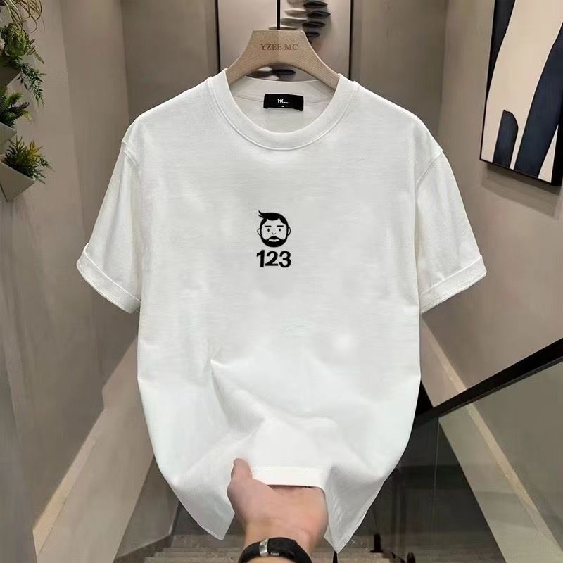 Men's Clothing Plus Size Casual Cotton Round Neck Printed Short T Shirt Loose Short Sleeve Shirt_voghion.com
