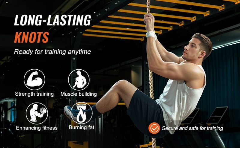 VEVOR 1"x100FT Gym Climbing Rope Fitness Strength Training Rope Home Exercise_voghion.com
