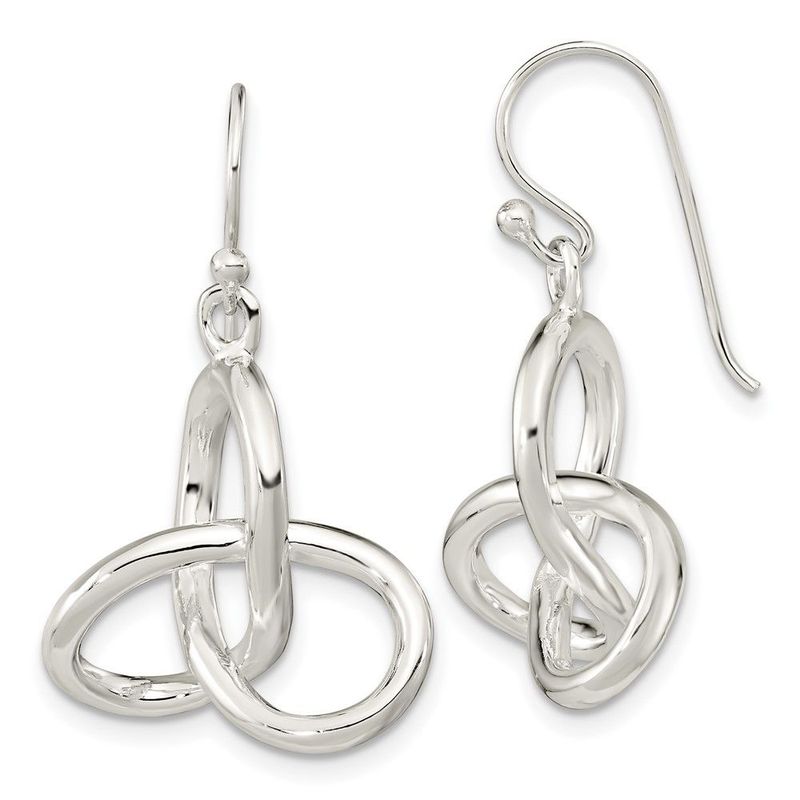 Sterling Silver Polished Knot Dangle Shephard Hook Earrings_voghion.com