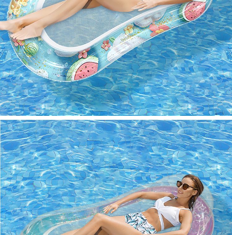 Shimmer Mermaid Tail Inflatable Lounger - Breathable Mesh Floating Bed With Pillow (Eco-Friendly PVC 180cm Quick-Dry & Portable For Pool/Beach)_voghion.com