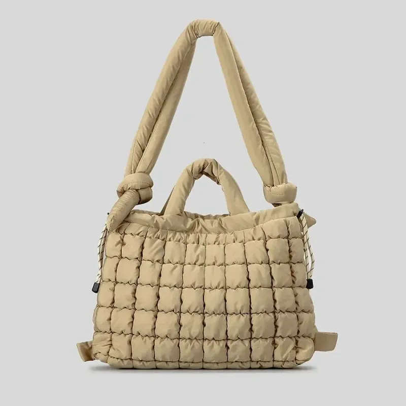 Borsa a tracolla imbottita morbida da donna, borsa a mano imbottita, tracolla grande, borsa a tracolla in nylon trapuntato casual 2025 di grandi dimensioni_voghion.com