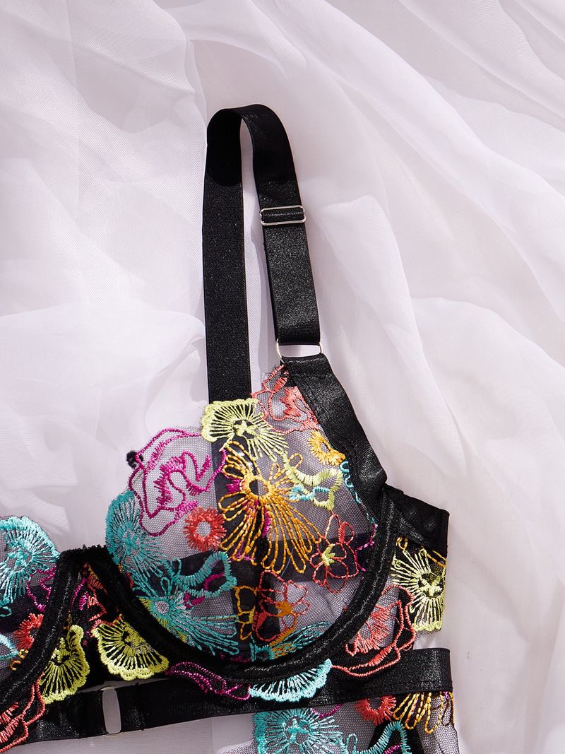 Γυναικεία Εσώρουχα με κέντημα φλοράλ και σέξι γαλλική δαντέλα, ένα κομμάτι, νέο σέξι γυναικείο κοστούμι_voghion.com