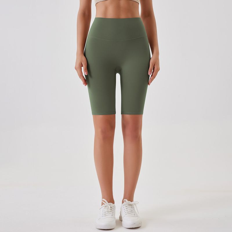 Women's Clothing double-sided brushed yoga shorts without embarrassing lines, buttocks lifting and abdominal control sports running fitness pants_voghion.com