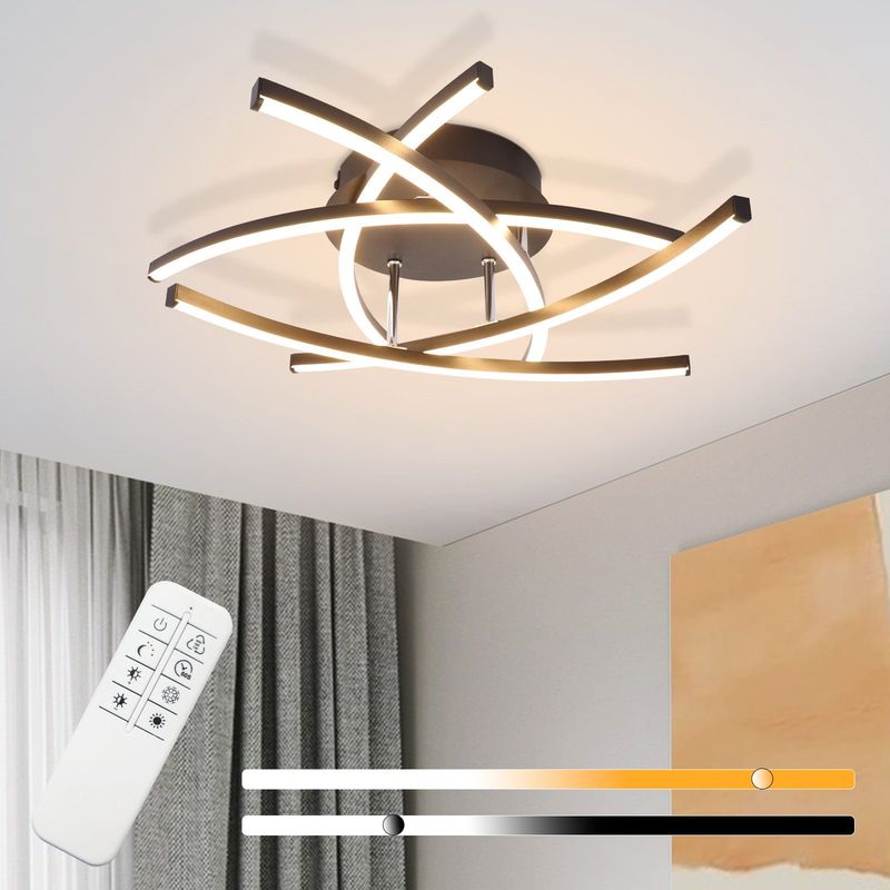 Glitzerlife Deckenleuchte LED Deckenlampe Weiß - Wohnzimmerlampe 32W Dimmbar Modern Design Schlafzimmerlampe Mit Fernbedienung Flurlampe Für Esszimmer Küche_voghion.com