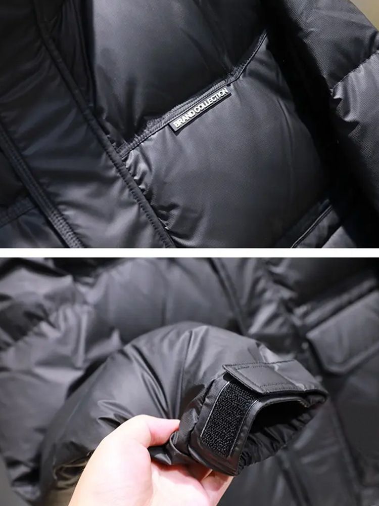 Giacca in piumino d'anatra bianca di alta qualità per uomo - Cappotto invernale caldo e spesso imbottito con imbottitura di alta qualità, design a tinta unita per protezione dal freddo_voghion.com