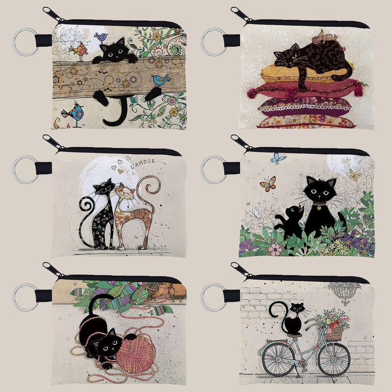 Borsa portamonete portatile con portachiavi e stampa di gattini, regalo per ragazze e donne_voghion.com