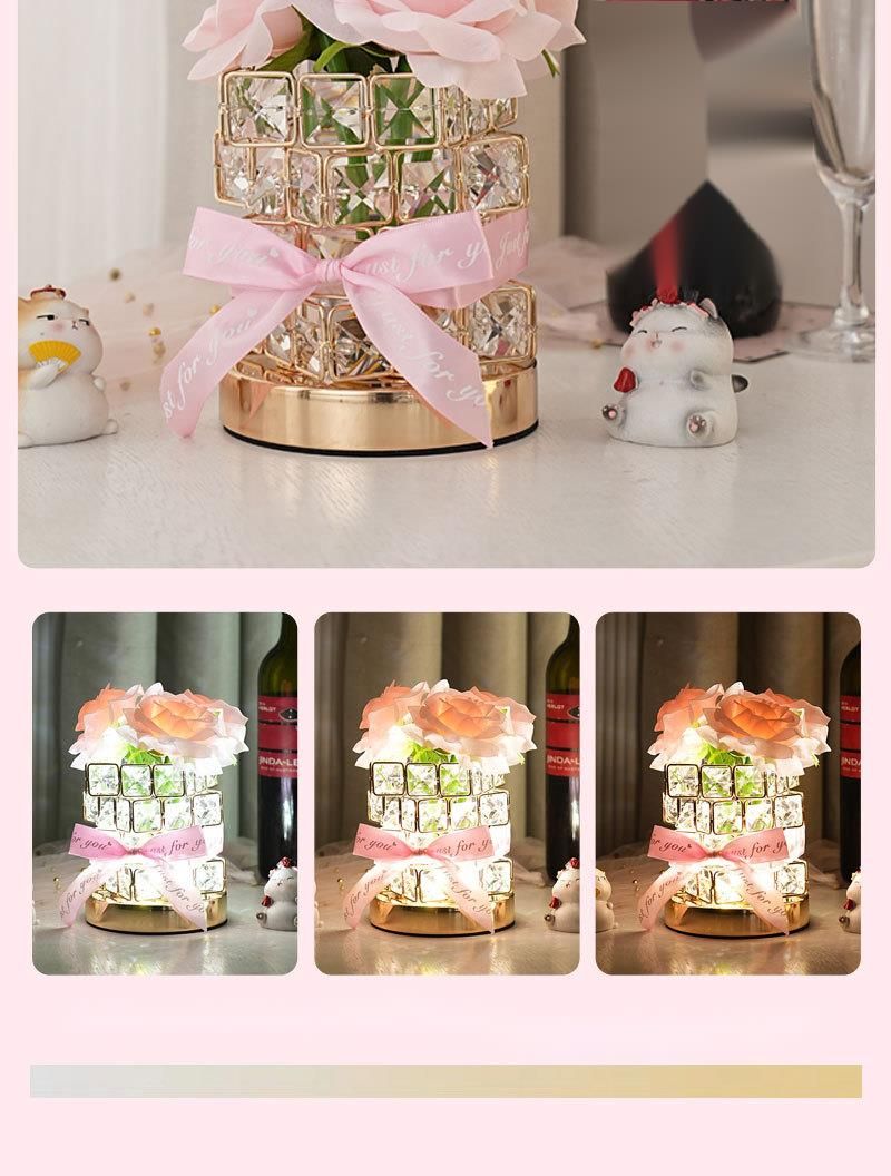 Neue Zauberwürfel LED Rose Nacht Dekorative Tischlampe Atmosphäre Licht Valentinstag Geburtstagsgeschenk Bouquet Ornament_voghion.com