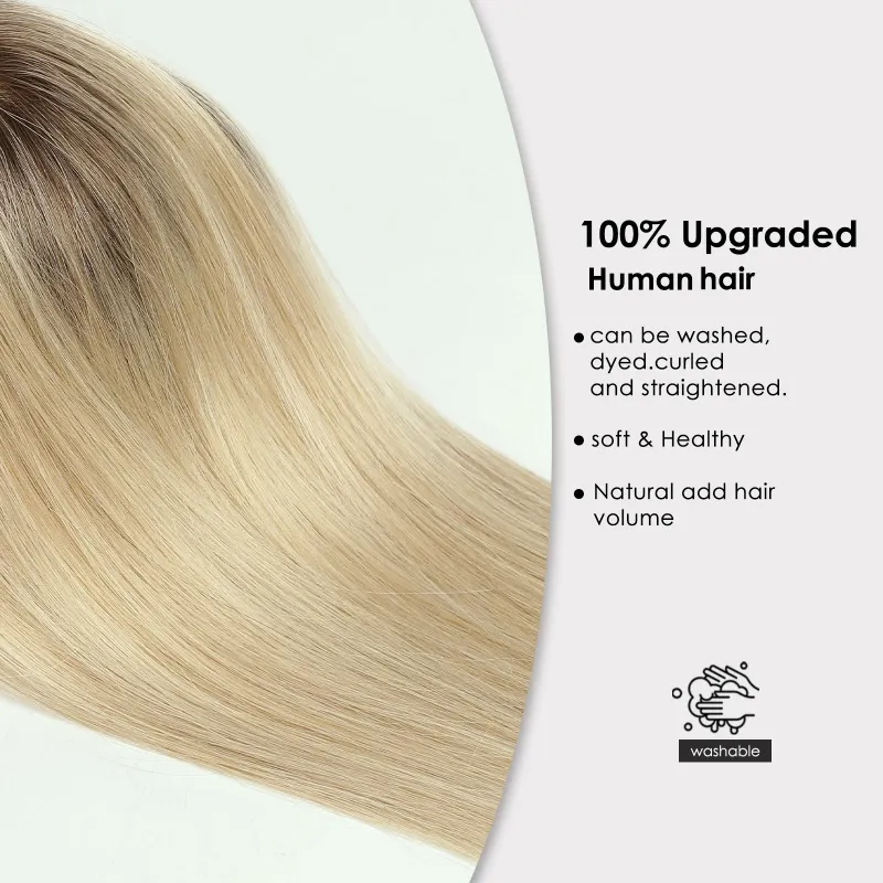 Parrucche con frangia, base in seta, clip in extension per capelli da donna, capelli umani Remy biondi e castani ombré_voghion.com