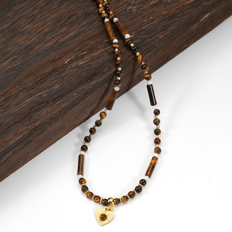 Love Tiger Eye ripats Shell Tiigrisilma kivi looduslikust kivist käevõru kaelakee rangluu kett_voghion.com