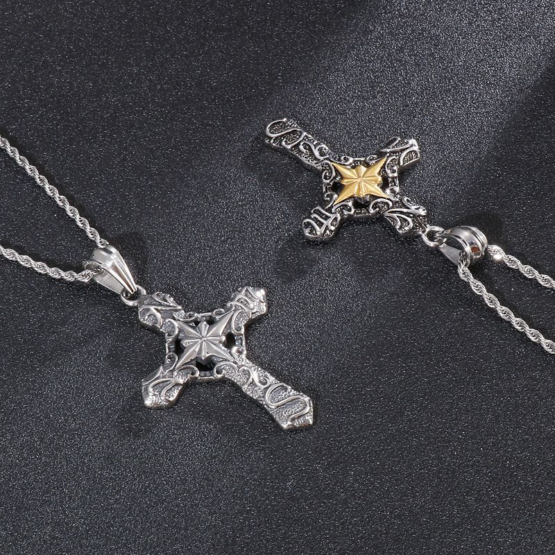 Men's Jewelry Punk Style Retro Casting Pendant Stainless Steel Cross Accessories Boys Daily Matching Accessories_voghion.com