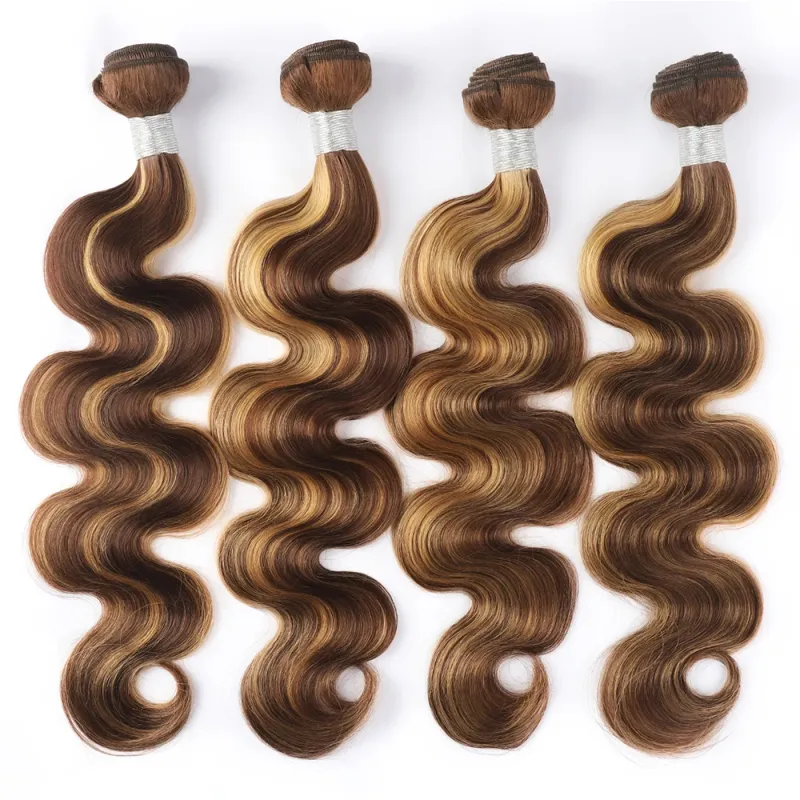 Extensions de cheveux brésiliens ondulés blonds pré-colorés Remy pour femmes_voghion.com