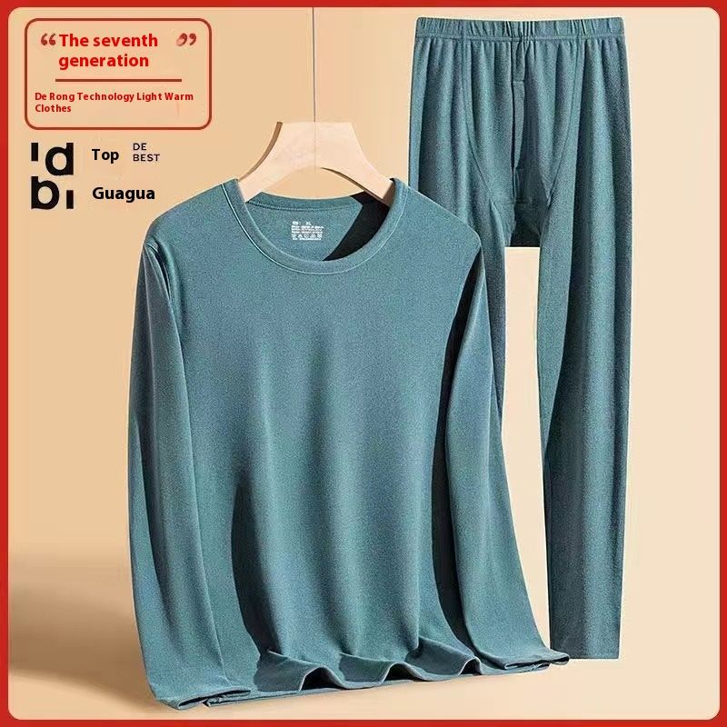 Y conjunto cálido de terciopelo alemán de invierno para hombre, ropa interior de cuello medio alto, camisa inferior, ropa superior antifrío, otoño_voghion.com