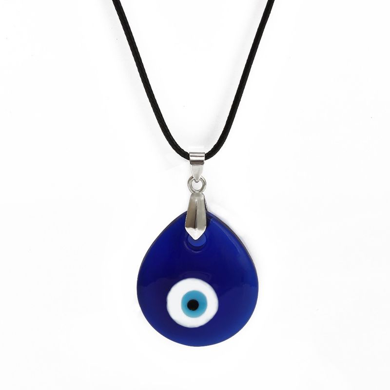 Evil Eye Men's And Women's Necklace Glass Pendant Accessory Wax Cord Simple_voghion.com