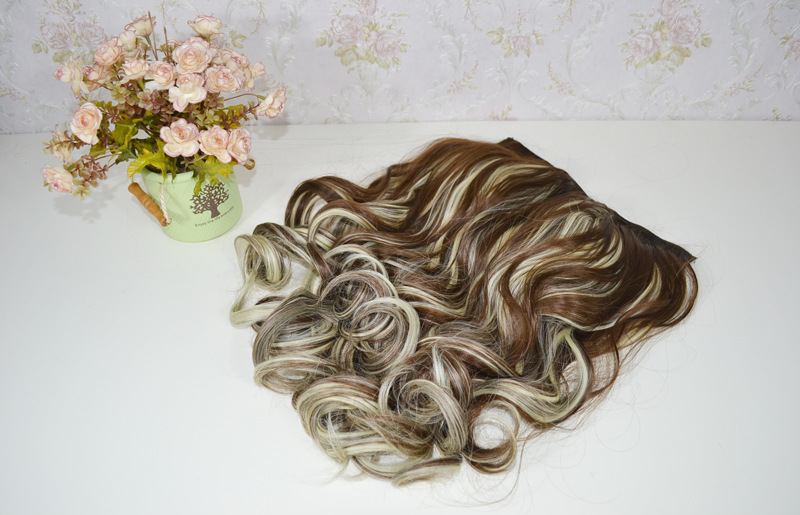 Synthetic hair U-shaped half head wig for women's medium large wave pear curl with natural fluffy long curly hair_voghion.com