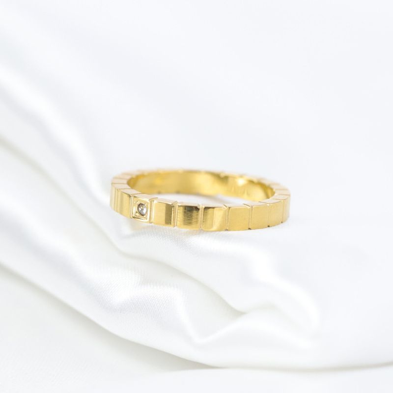 Anello in acciaio inossidabile al titanio liscio, simmetrico, quadrato, semplice, con diamanti intarsiati, da 3 mm, versatile, alla moda, per donne_voghion.com