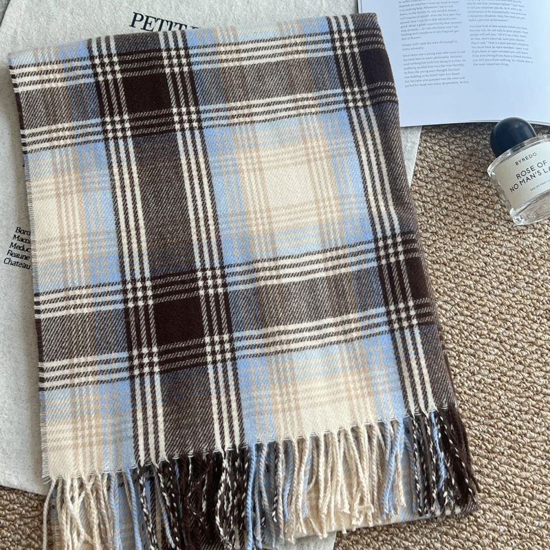 Sciarpa da donna coreana in stile invernale, calda, carina, versatile, stile college, sciarpa scozzese_voghion.com