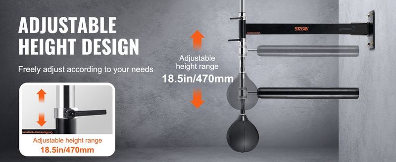VEVOR Wall Mount Boxing Spinning Bar, Spinning Bar With Punching Ball, Adjustable Boxing Speed Trainer, Reflex Boxing Bar With Gloves, Boxing Training Equipment For Kickboxing, MMA, Fitness_voghion.com