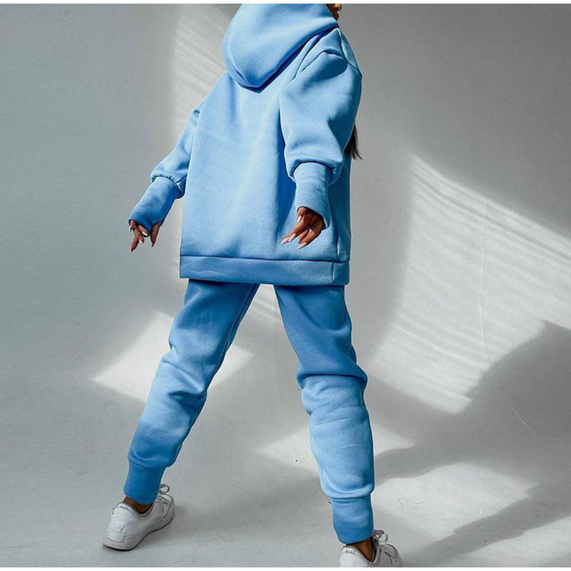 Women's hoodie fall and winter fleece sports two-piece set_voghion.com