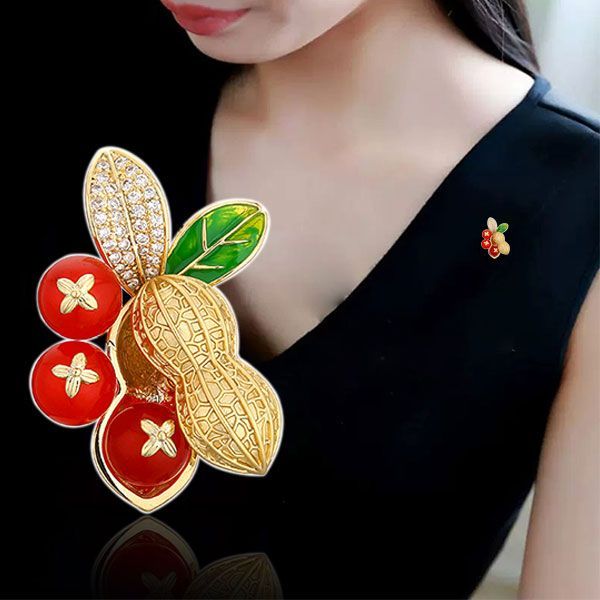 Peanut Brooch Women's Anti-light Personality Temperament Jacket Cardigan Corsage Neckline Pin_voghion.com