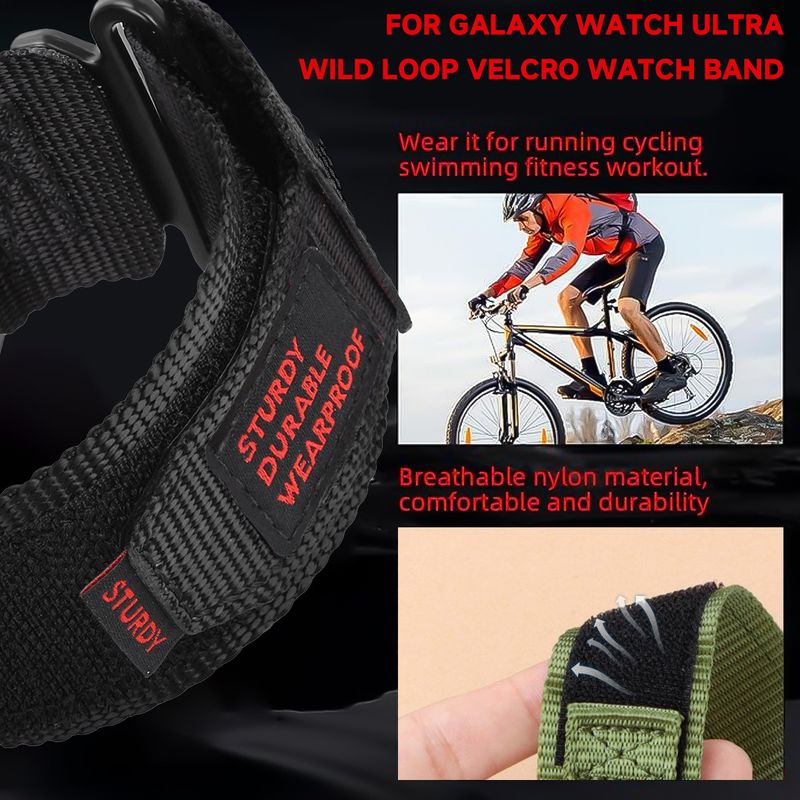 Velegnet til Samsung Galaxy Watch Ultra Metal Connector Velcro Sports Nylon Loop Flettet Rem_voghion.com