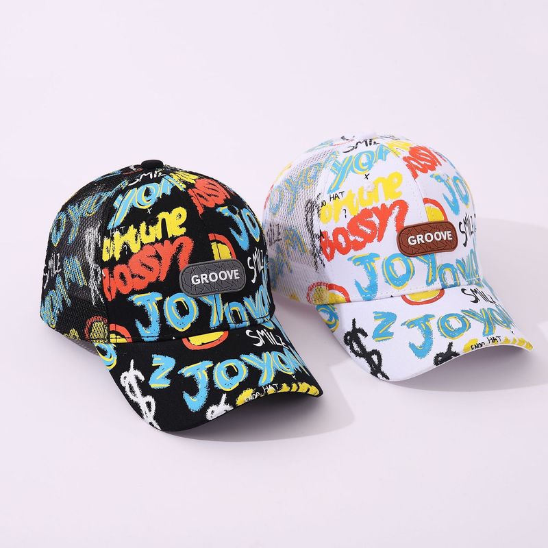 Sommer Neue Mode Graffiti Net Baseball Männer und Frauen Mittleren alters Kinder Freizeit Sonnencreme Entenzunge Hut_voghion.com