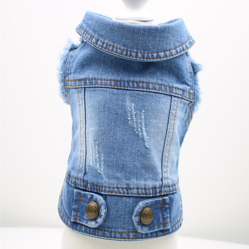Vestiti per cani Teddy Barboncino Bichon Scratch Pattern Denim Gilet Personalità Abbigliamento per animali domestici Stile primavera autunno_voghion.com