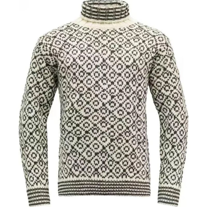 Retro High Neck Sweater For Men – Diamond Jacquard Pattern, Lightweight & Stylish, Perfect For Autumn & Winter Casual Wear_voghion.com