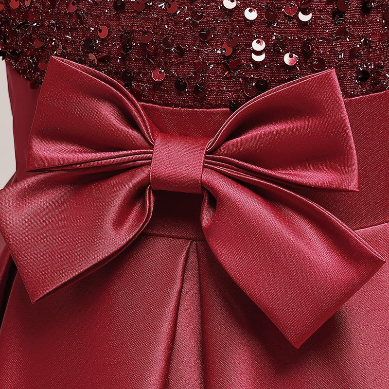 Nuovo vestito da principessa per bambine di taglia media e grande con maniche a sbuffo in glitter e gonna tutù in raso con giunture_voghion.com