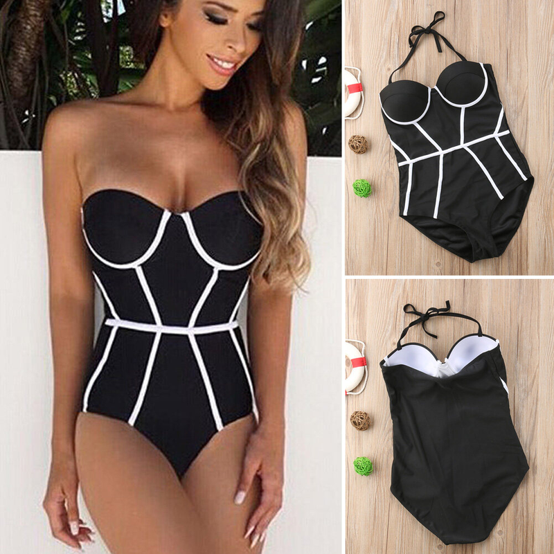 Happybuyner Maillot de bain une pièce pour femme - Maillot de bain sans bretelles - Push Up - Monokini_voghion.com